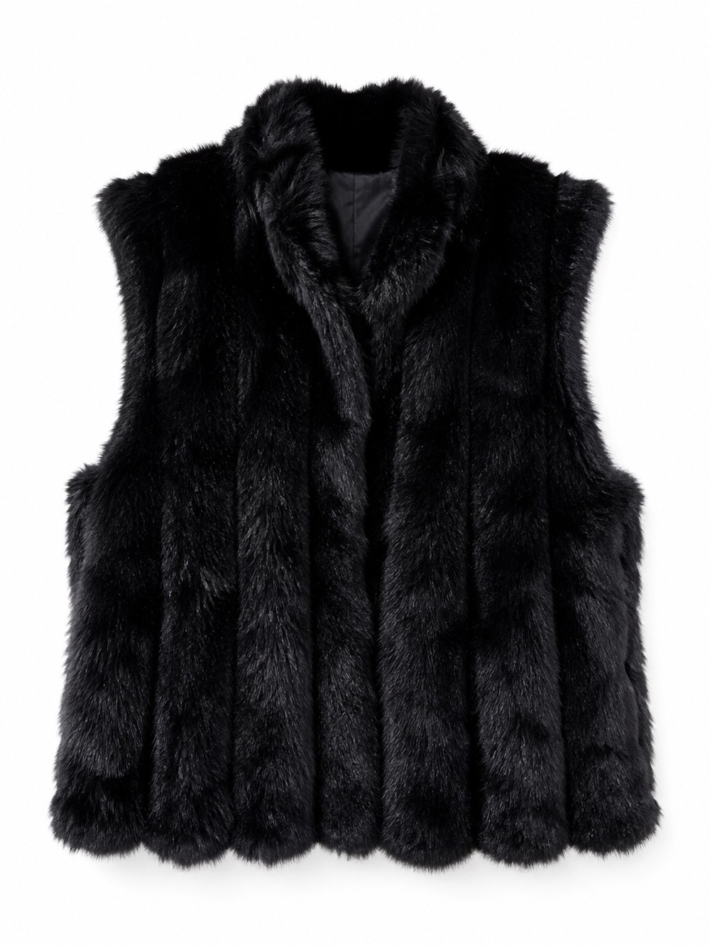 Black Faux Fur Vest - Women's Sleeveless Coat
